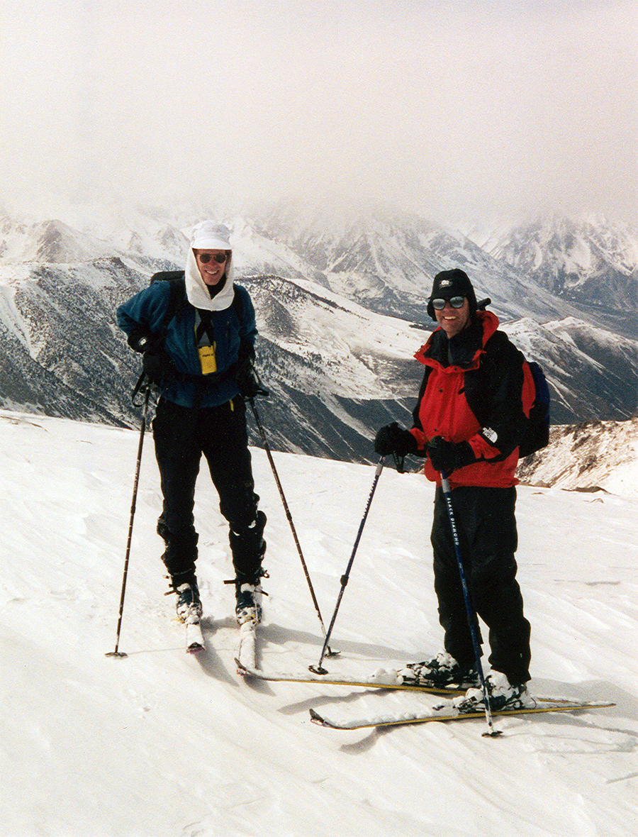Skiers Above Green Lake
