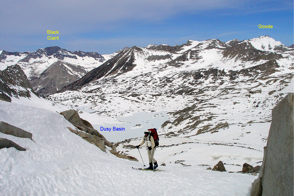 Skiers ascending Thunderbolt Col
