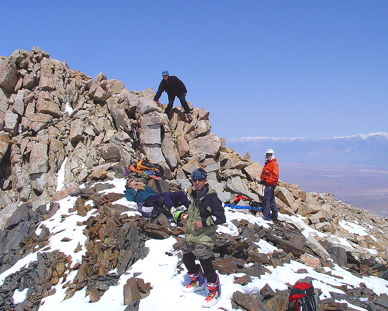 Skiers on top of Mt Locke